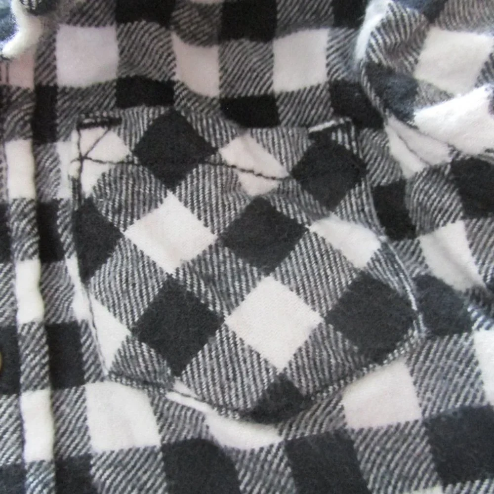 Carters Button Up Bodysuit Dress Shirt Boys 12M Black White‎ Check Long Sleeve